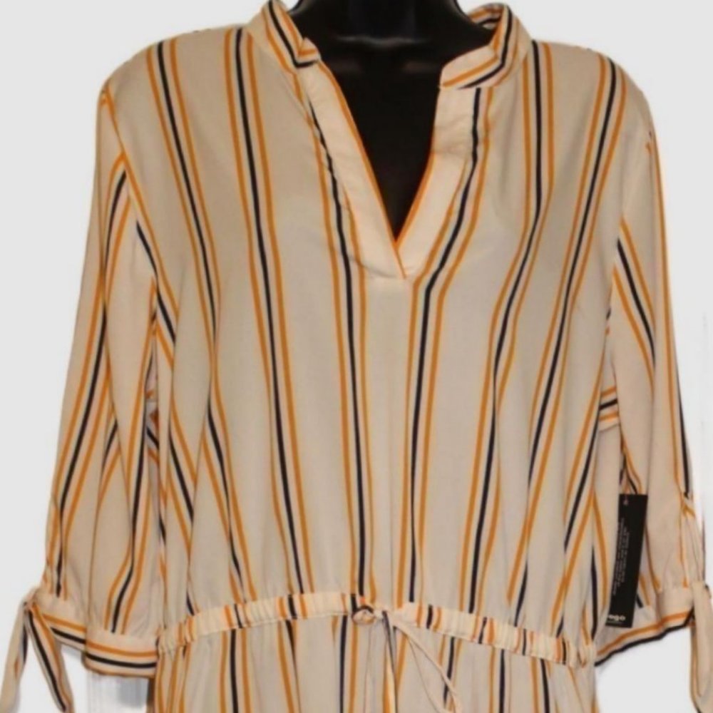 Stripped blouse with waist drawstring